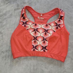 Boden Activewear BA054 Sports Bra Geometric Pattern on Pinkish Coral US Size 16